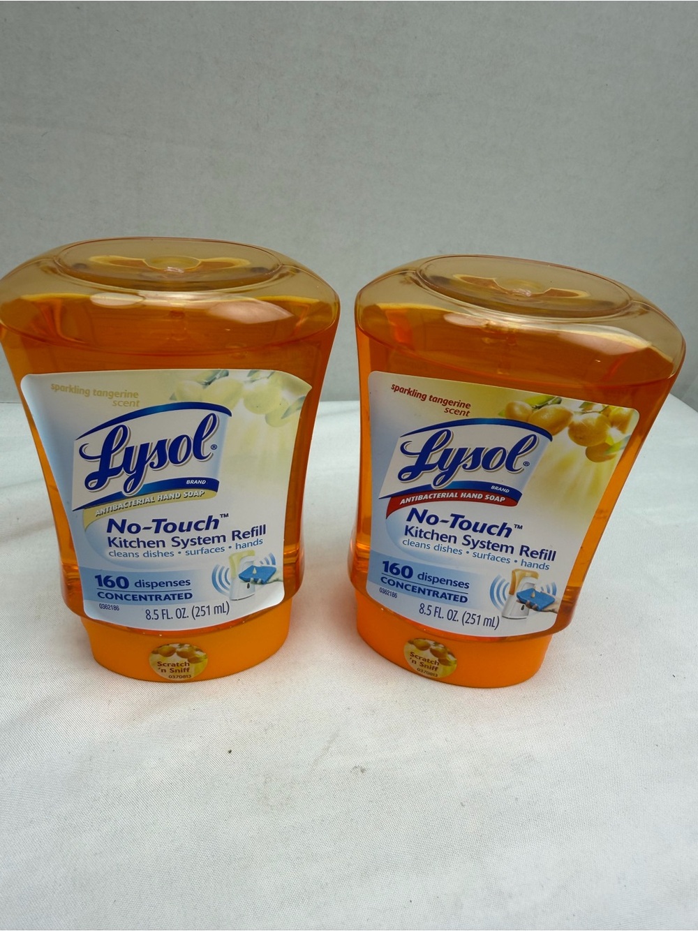 Lysol No Touch Kitchen System Refill Soap Cleaner Sparkling Tangerine 2 Pack NOS